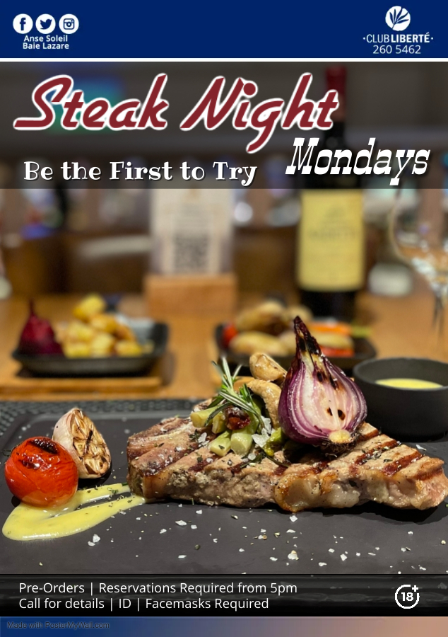 Monday Steak Nights at Club Liberte