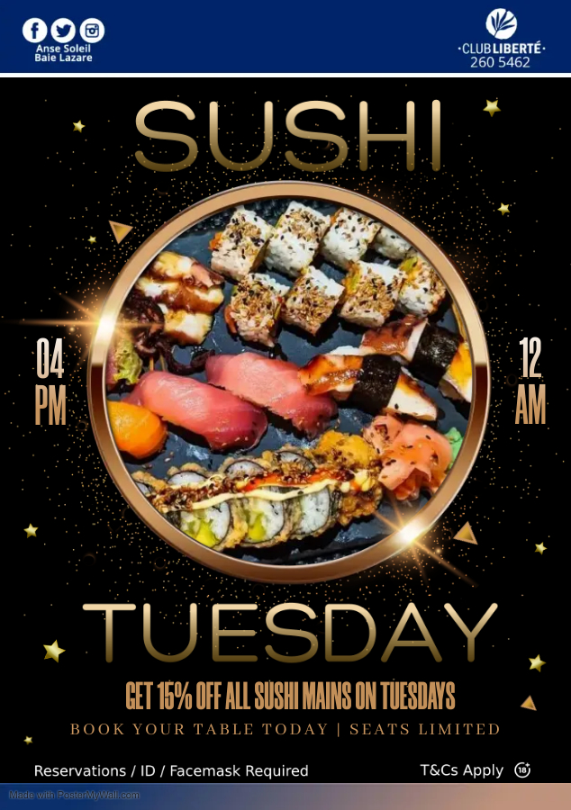 Sushi Tuesday 4pm – 12am